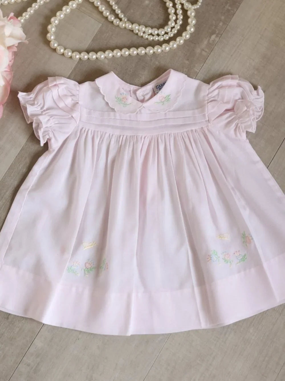 Pink Heirloom Dress with Bloomer Vintage Feltman Brothers Friedknit Butterfly 6M